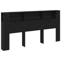 Produktbild för Sänggavelsskåp Svart Ek 200 x 18,5 x 102,5 cm Konstruerat trä