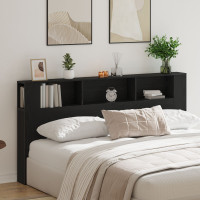 Produktbild för Sänggavelsskåp Svart Ek 200 x 18,5 x 102,5 cm Konstruerat trä