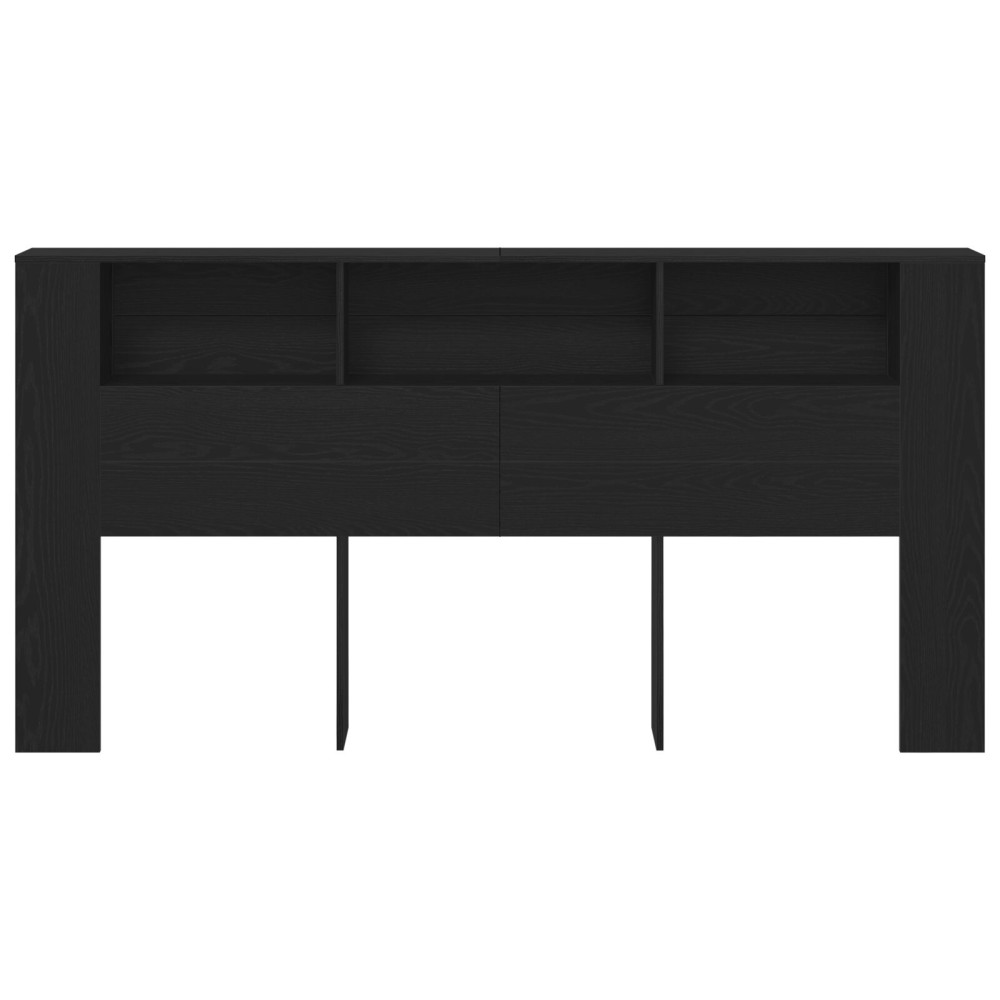 Produktbild för Sänggavelsskåp Svart Ek 200 x 18,5 x 102,5 cm Konstruerat trä