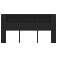 Produktbild för Sänggavelsskåp Svart Ek 200 x 18,5 x 102,5 cm Konstruerat trä