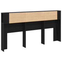 Produktbild för Sänggavelsskåp Svart Ek 200 x 18,5 x 102,5 cm Konstruerat trä