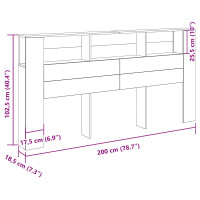 Produktbild för Sänggavelsskåp Svart Ek 200 x 18,5 x 102,5 cm Konstruerat trä