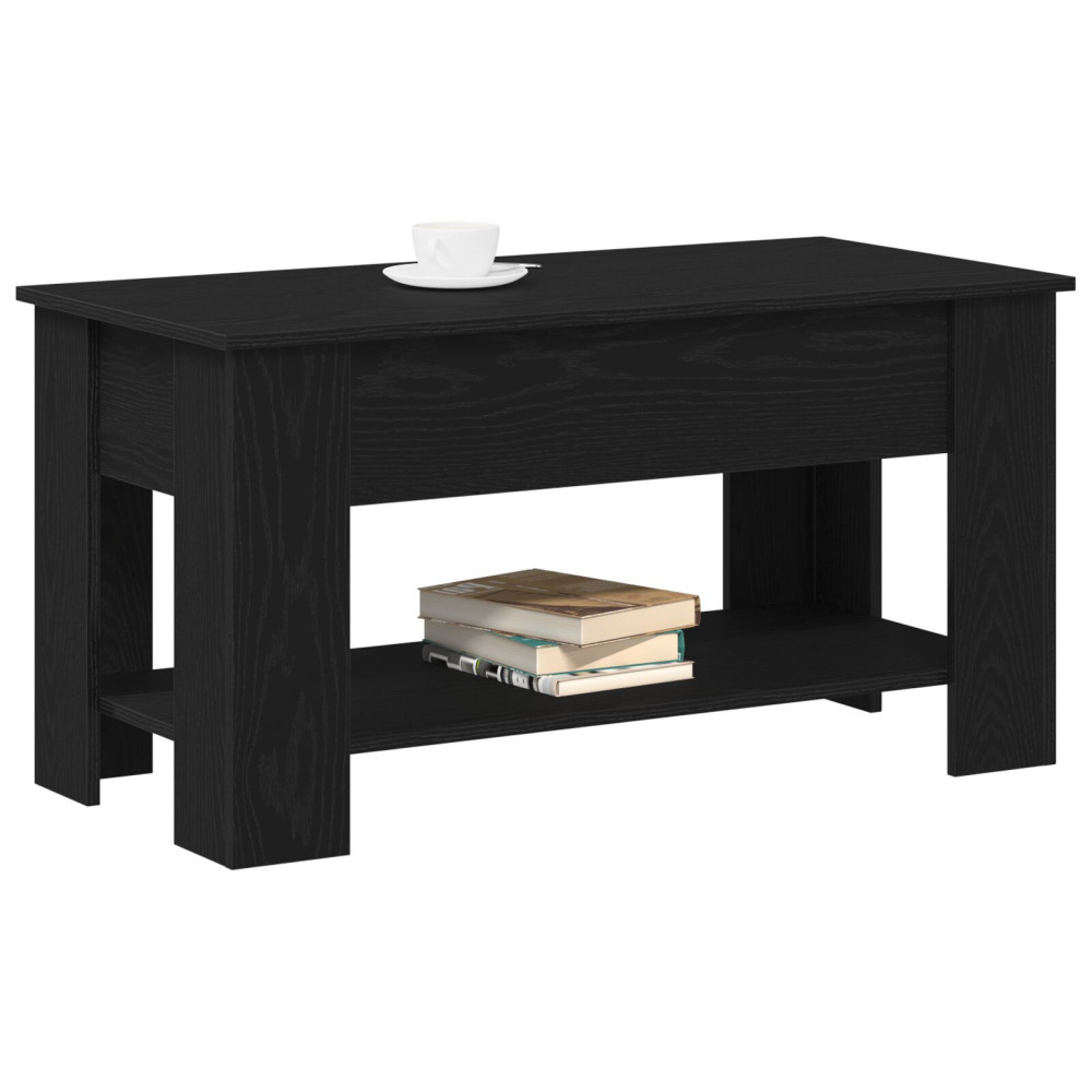 Produktbild för Kaffeebord Svart ek 101 x 49 x 52 cm Konstruerat trä