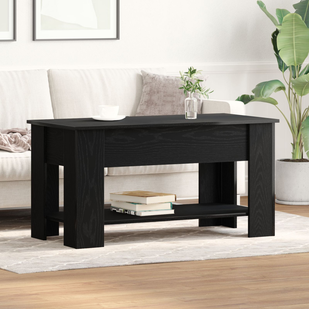 Produktbild för Kaffeebord Svart ek 101 x 49 x 52 cm Konstruerat trä