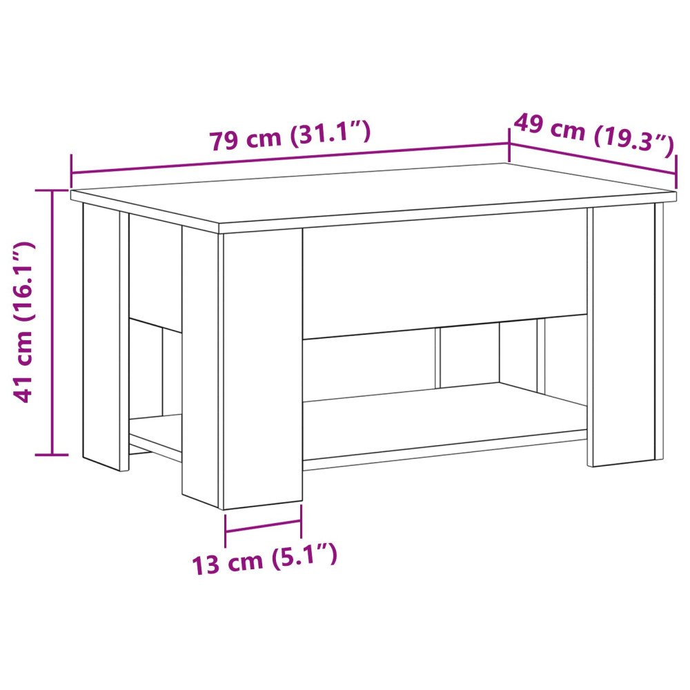 Produktbild för Kaffeebord Svart Ek 79 x 49 x 41 cm Konstruerat trä