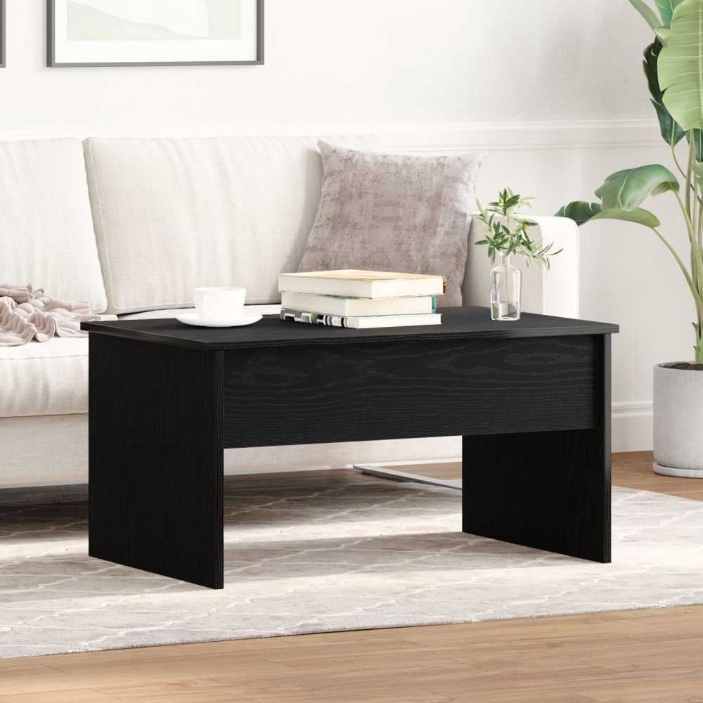 Produktbild för Kaffeebord Svart Ek 80 x 50,5 x 41,5 cm Konstruerat trä