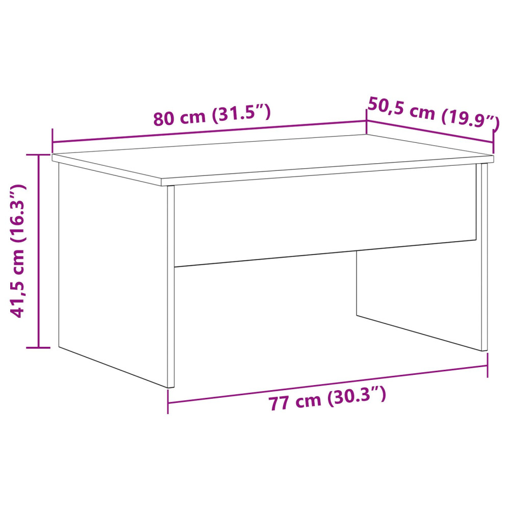 Produktbild för Kaffeebord Svart Ek 80 x 50,5 x 41,5 cm Konstruerat trä