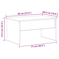 Produktbild för Kaffeebord Svart Ek 80 x 50,5 x 41,5 cm Konstruerat trä
