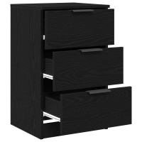 Produktbild för Nattduksbord med låda Svart Ek 40 x 65 x 65 cm Konstruerat trä