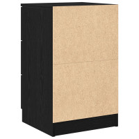 Produktbild för Nattduksbord med låda Svart Ek 40 x 65 x 65 cm Konstruerat trä