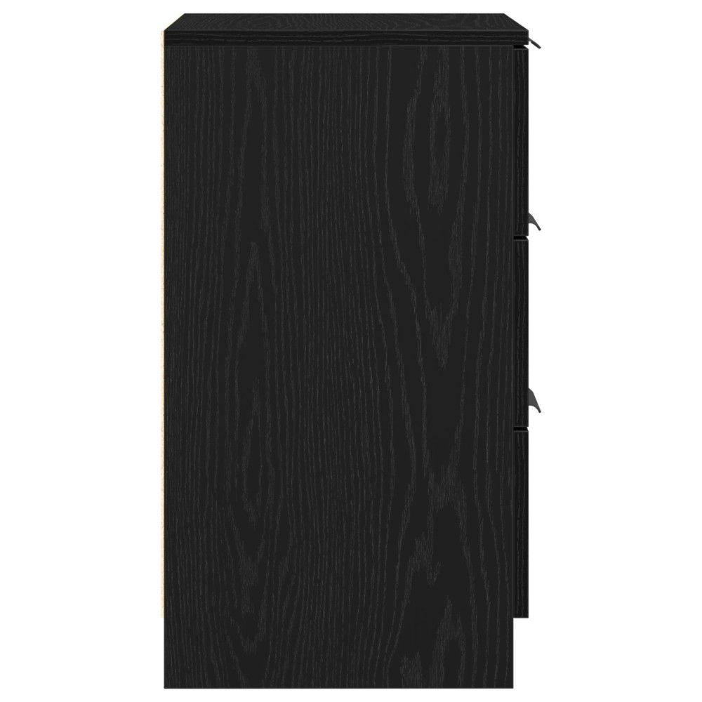 Produktbild för Nattduksbord med låda Svart Ek 40 x 65 x 65 cm Konstruerat trä