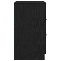 Produktbild för Nattduksbord med låda Svart Ek 40 x 65 x 65 cm Konstruerat trä
