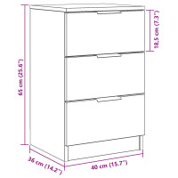 Produktbild för Nattduksbord 2 pcs Svart Ek 40 x 65 x 65 cm Konstruerat trä