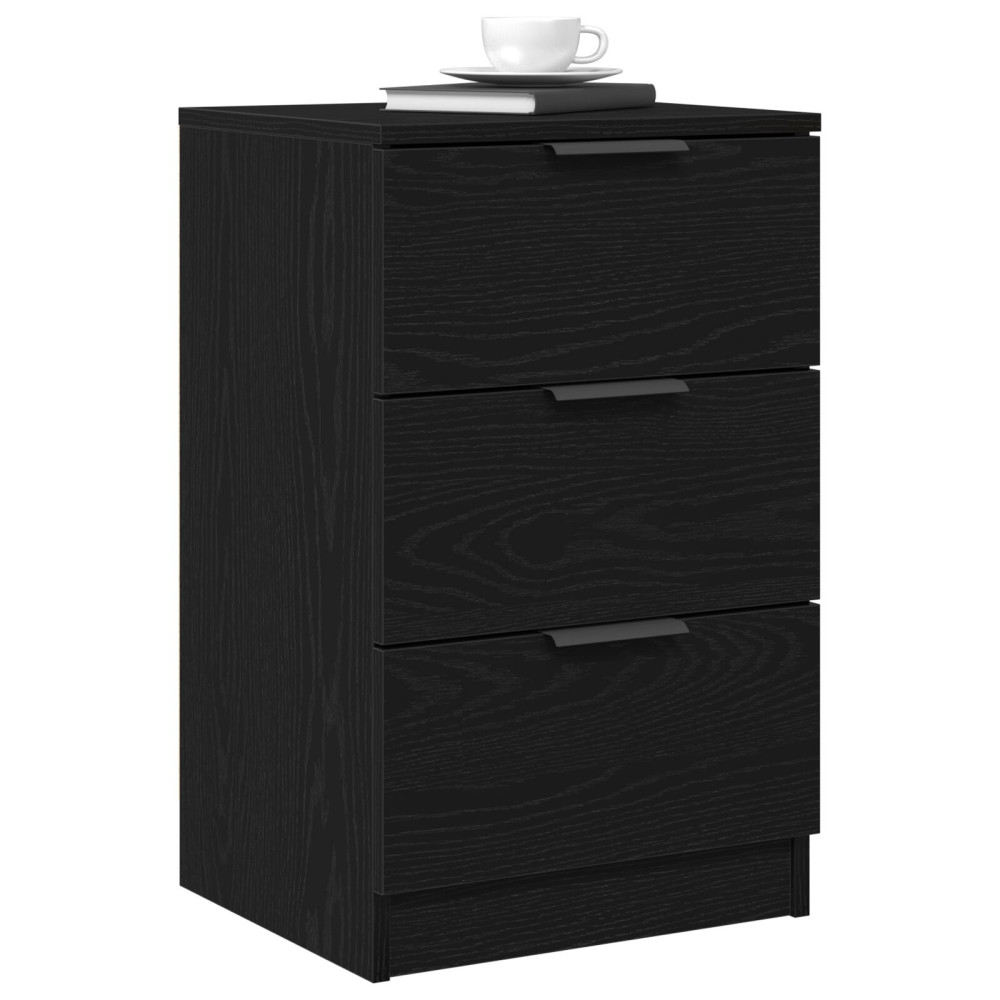 Produktbild för Nattduksbord 2 pcs Svart Ek 40 x 65 x 65 cm Konstruerat trä