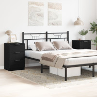 Produktbild för Nattduksbord 2 pcs Svart Ek 40 x 65 x 65 cm Konstruerat trä