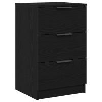 Produktbild för Nattduksbord 2 pcs Svart Ek 40 x 65 x 65 cm Konstruerat trä