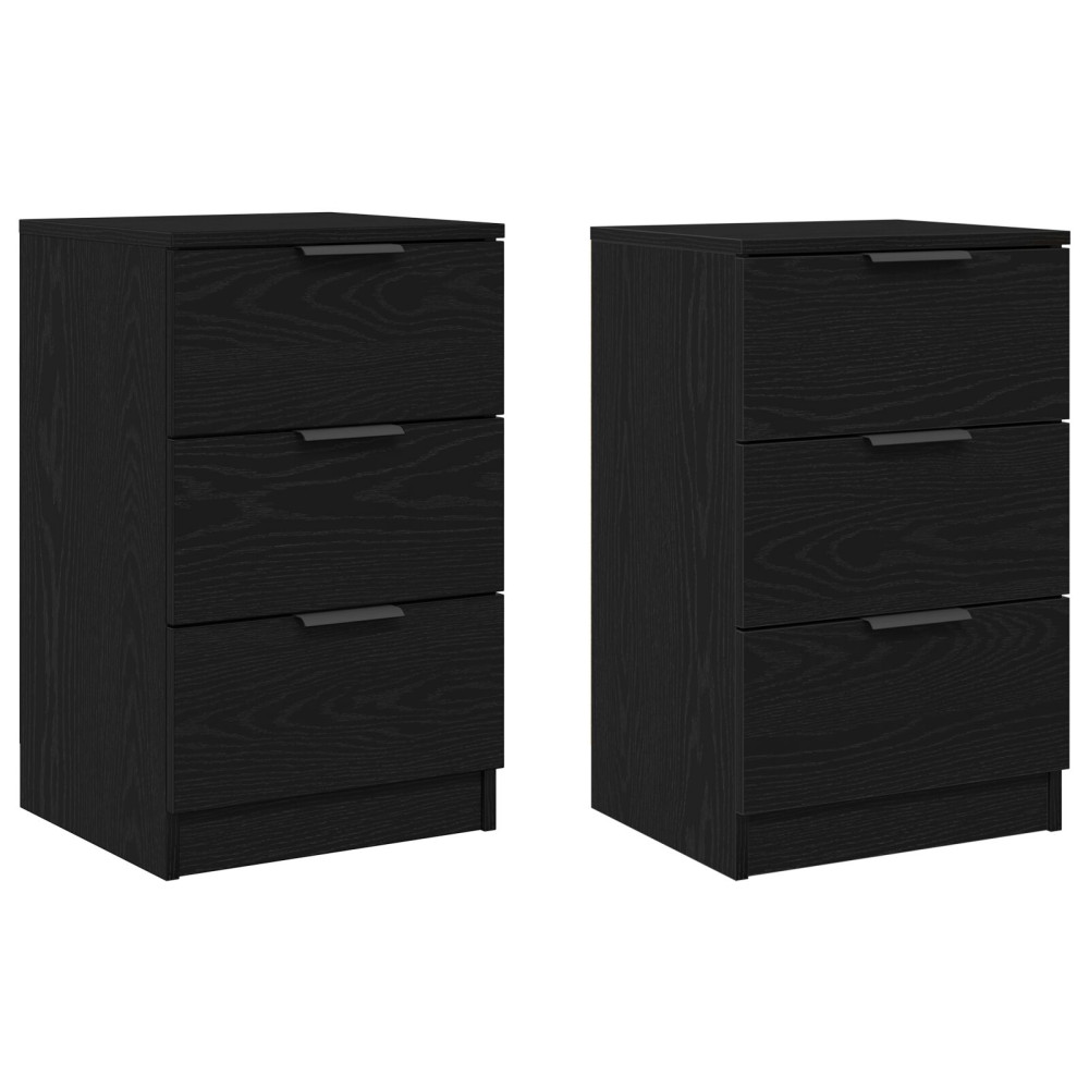 Produktbild för Nattduksbord 2 pcs Svart Ek 40 x 65 x 65 cm Konstruerat trä