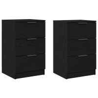 Produktbild för Nattduksbord 2 pcs Svart Ek 40 x 65 x 65 cm Konstruerat trä