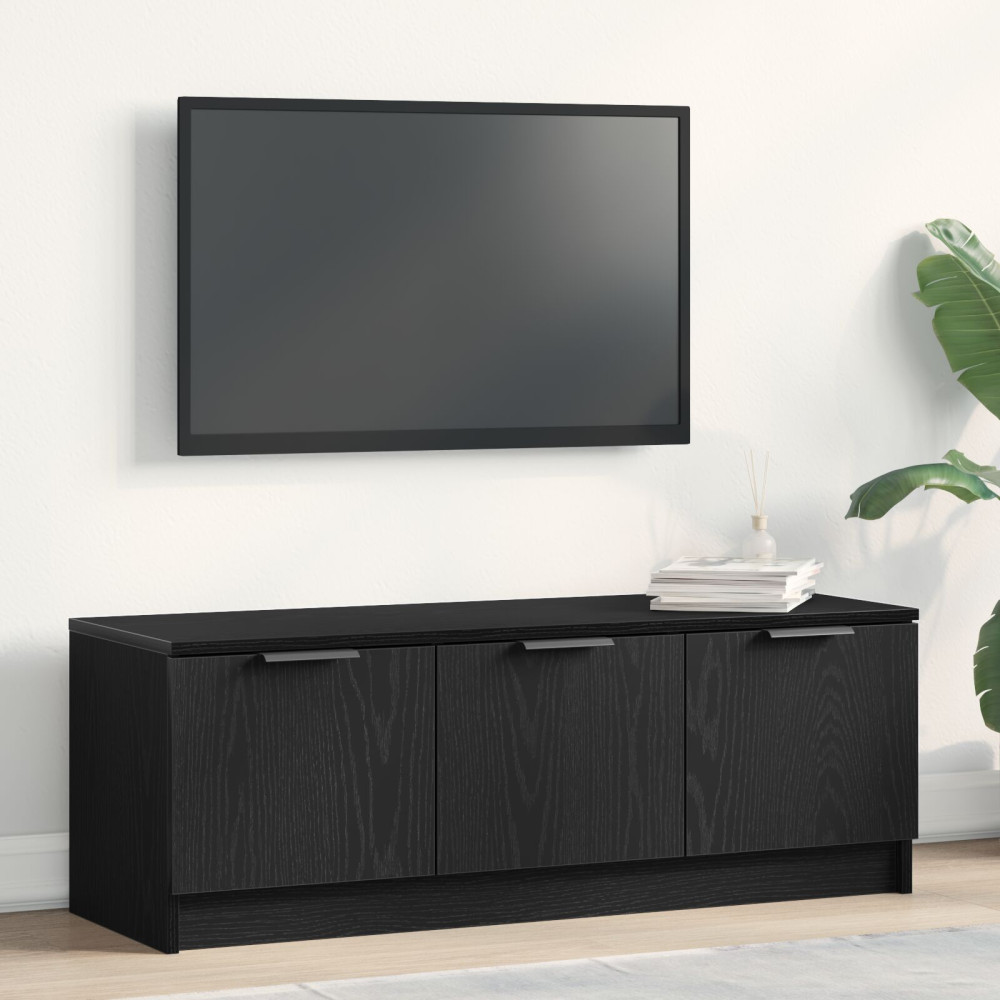 Produktbild för TV-skåp Svart Ek 102 x 35 x 36,5 cm Konstruerat trä