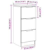 Produktbild för Sideboard 2 pcs Svart Ek 30 x 30 x 70 cm Konstruerat trä