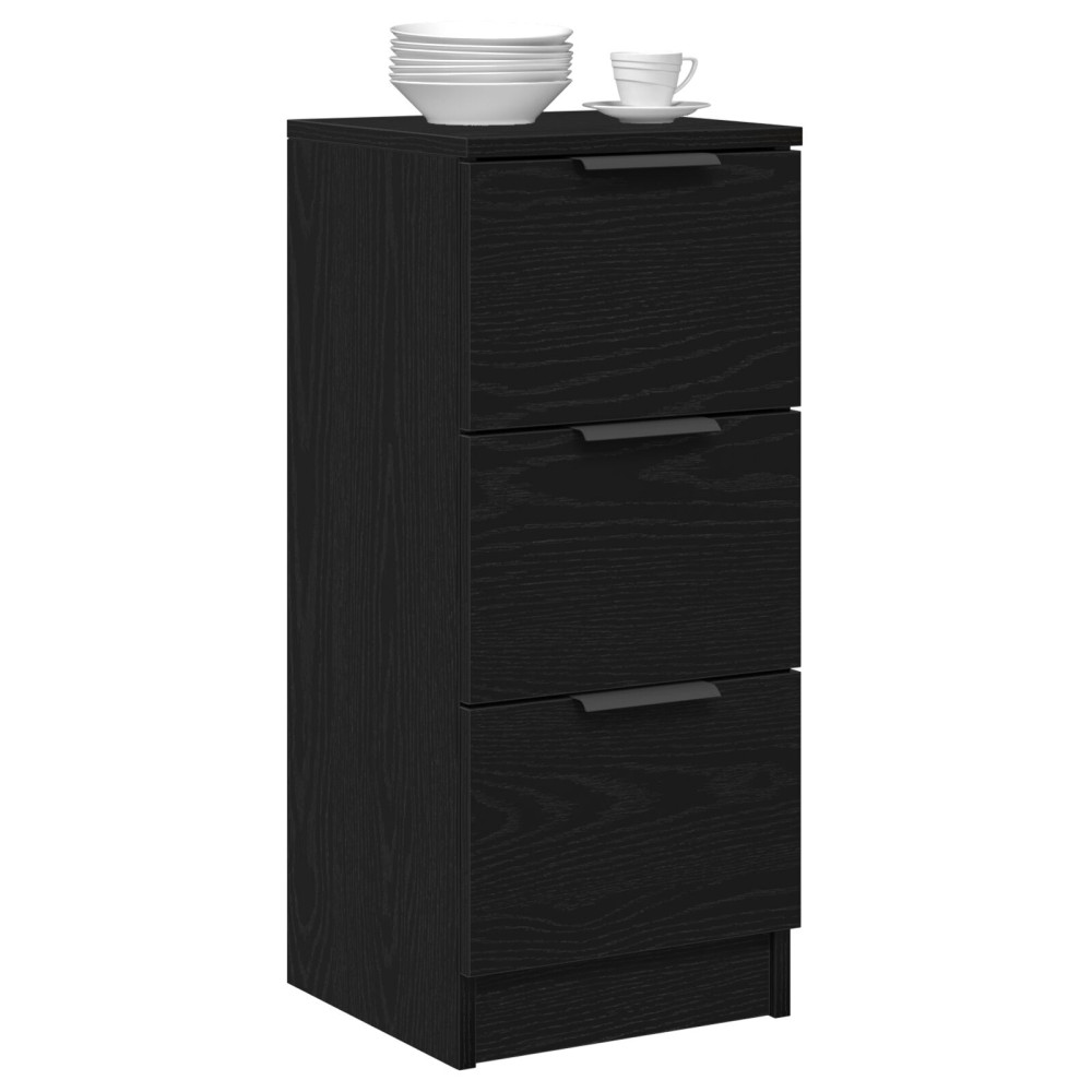 Produktbild för Sideboard 2 pcs Svart Ek 30 x 30 x 70 cm Konstruerat trä