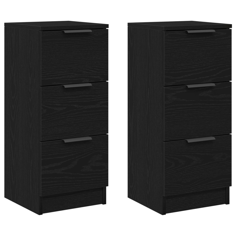 Produktbild för Sideboard 2 pcs Svart Ek 30 x 30 x 70 cm Konstruerat trä