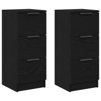 Produktbild för Sideboard 2 pcs Svart Ek 30 x 30 x 70 cm Konstruerat trä