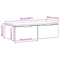 Produktbild för Väggskåp med låda Svart Ek 68 x 30 x 20 cm Konstruerat trä