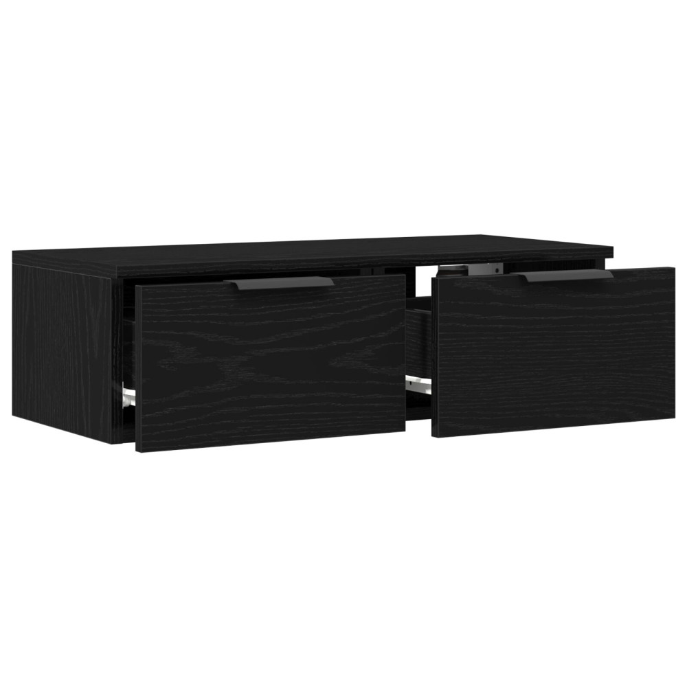 Produktbild för Väggskåp med låda Svart Ek 68 x 30 x 20 cm Konstruerat trä
