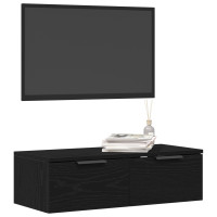 Produktbild för Väggskåp med låda Svart Ek 68 x 30 x 20 cm Konstruerat trä