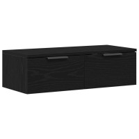 Produktbild för Väggskåp med låda Svart Ek 68 x 30 x 20 cm Konstruerat trä