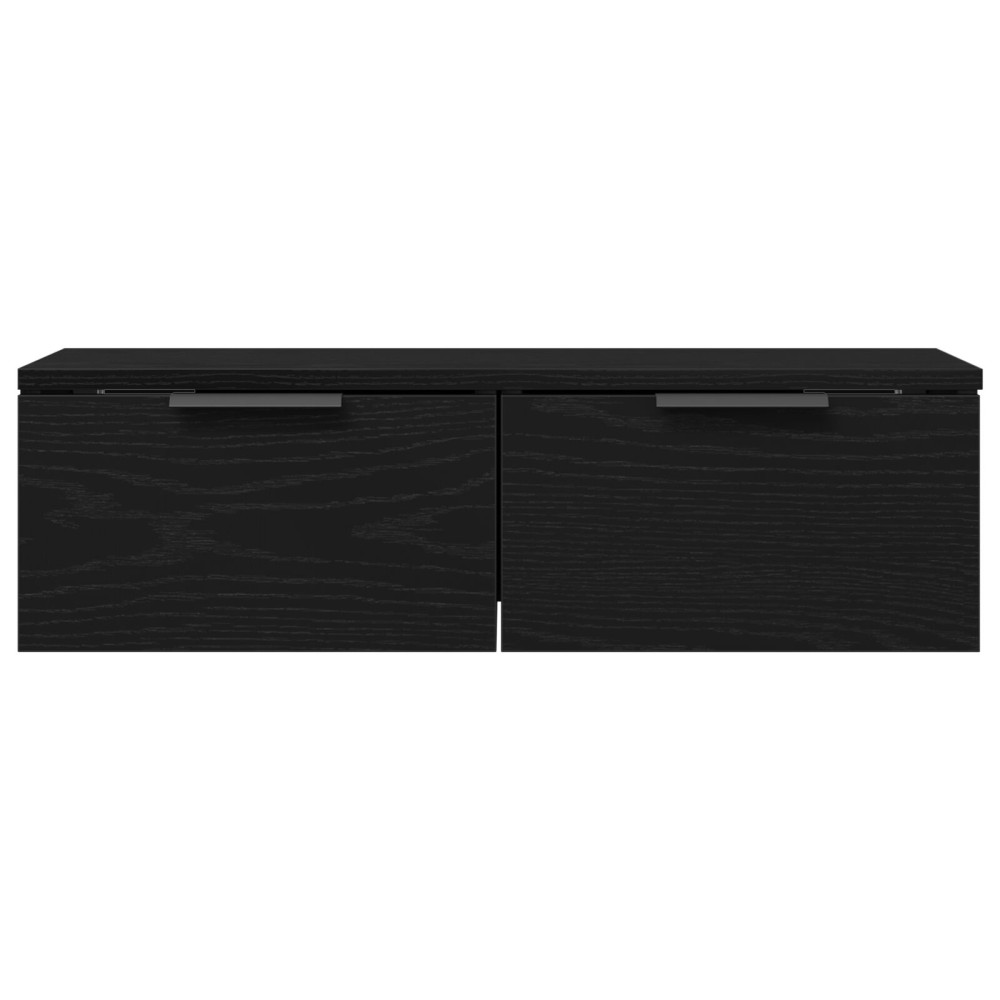 Produktbild för Väggskåp med låda Svart Ek 68 x 30 x 20 cm Konstruerat trä