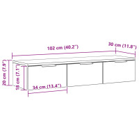 Produktbild för Väggskåp med låda Svart Ek 102 x 30 x 20 cm Konstruerat trä