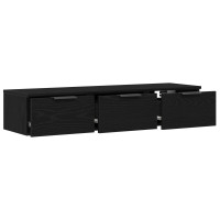 Produktbild för Väggskåp med låda Svart Ek 102 x 30 x 20 cm Konstruerat trä