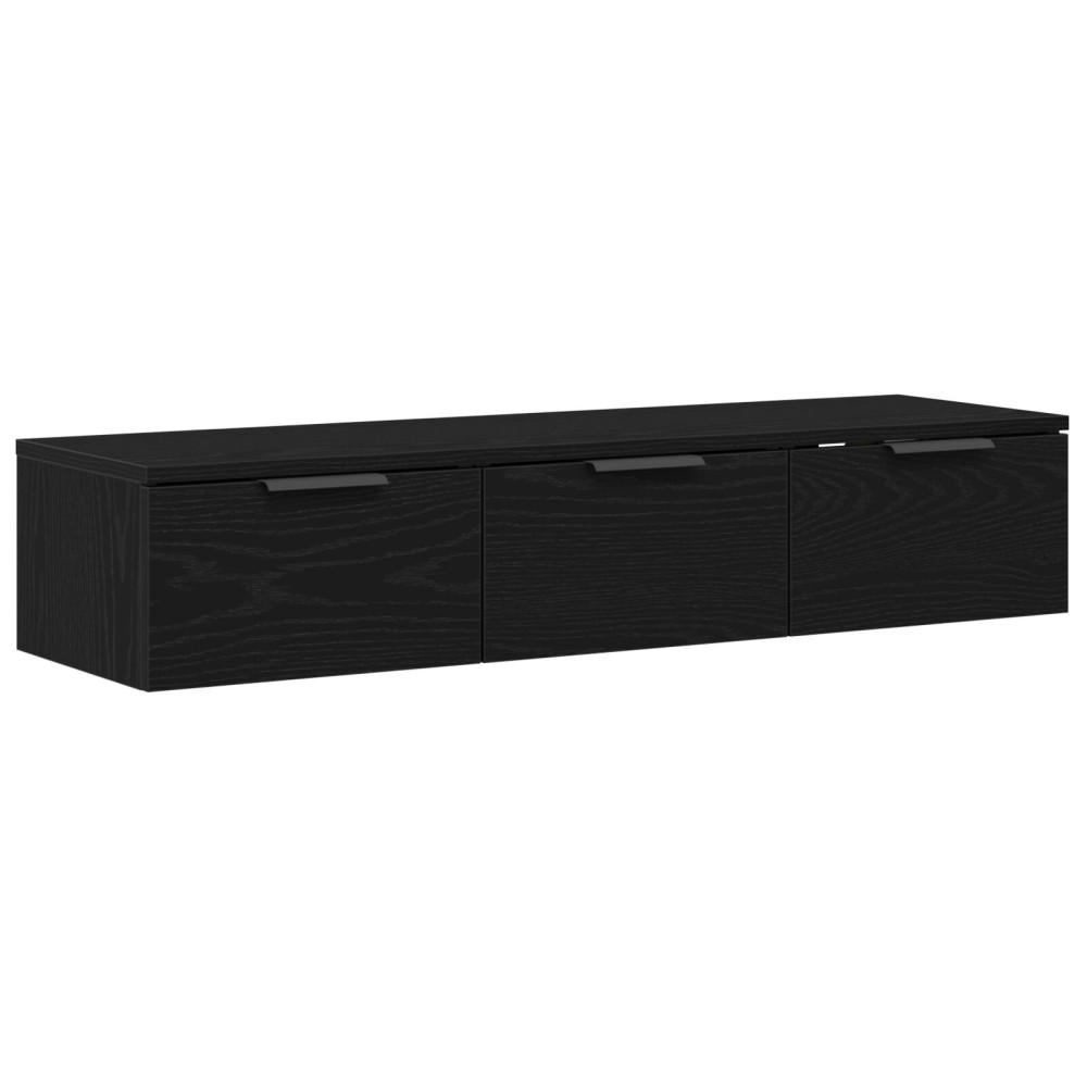 Produktbild för Väggskåp med låda Svart Ek 102 x 30 x 20 cm Konstruerat trä