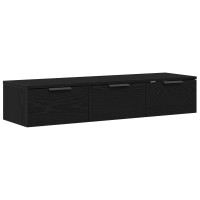 Produktbild för Väggskåp med låda Svart Ek 102 x 30 x 20 cm Konstruerat trä