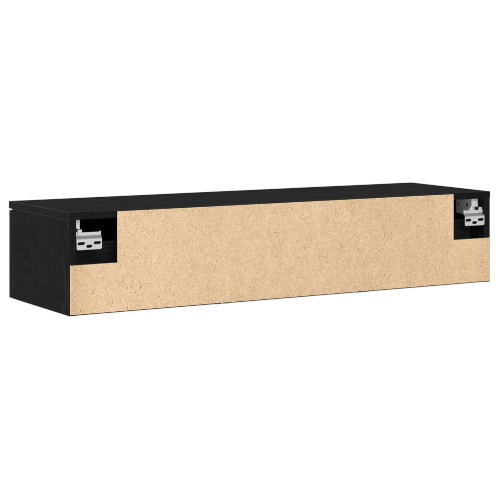 Produktbild för Väggskåp med låda Svart Ek 102 x 30 x 20 cm Konstruerat trä