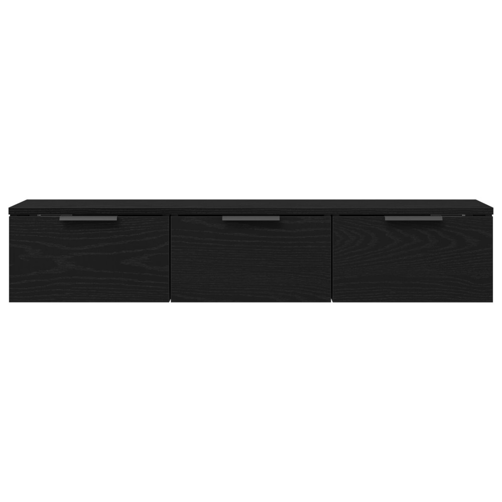 Produktbild för Väggskåp med låda Svart Ek 102 x 30 x 20 cm Konstruerat trä