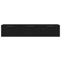 Produktbild för Väggskåp med låda Svart Ek 102 x 30 x 20 cm Konstruerat trä