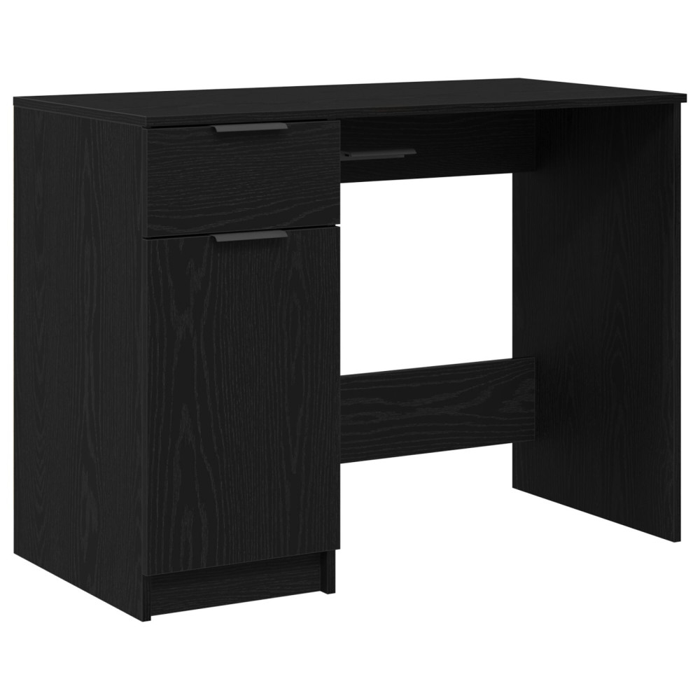 Produktbild för Skrivbord med låda Svart Ek 100 x 50 x 75 cm Konstruerat trä