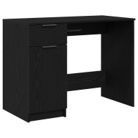 Produktbild för Skrivbord med låda Svart Ek 100 x 50 x 75 cm Konstruerat trä