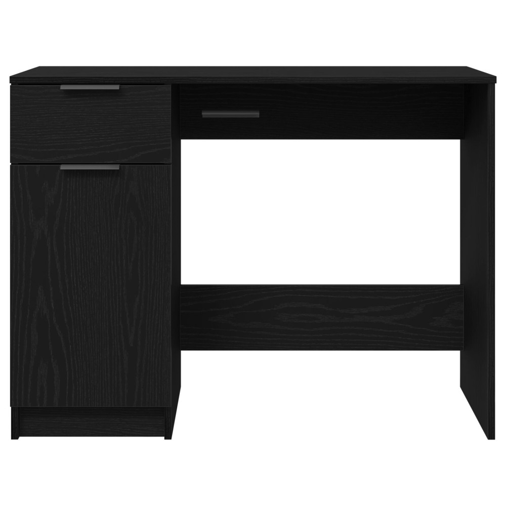 Produktbild för Skrivbord med låda Svart Ek 100 x 50 x 75 cm Konstruerat trä