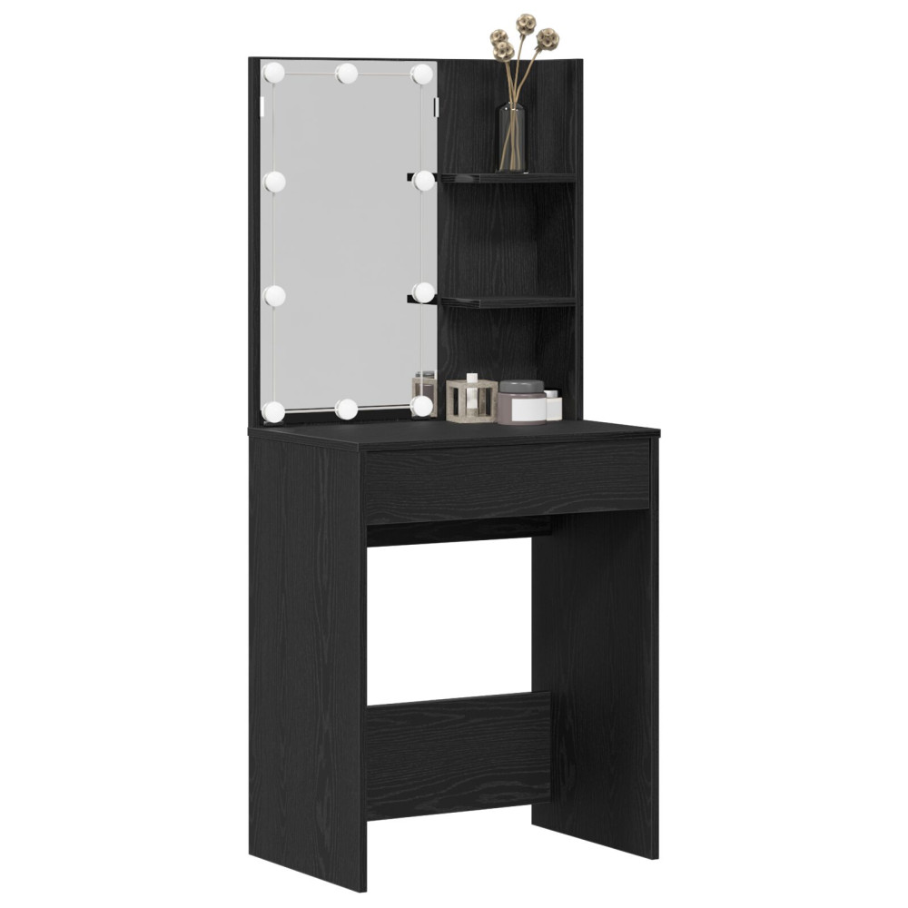 Produktbild för Smyckebord med låda Svart Ek 60 x 40 x 140 cm Konstruerat trä