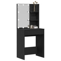 Produktbild för Smyckebord med låda Svart Ek 60 x 40 x 140 cm Konstruerat trä