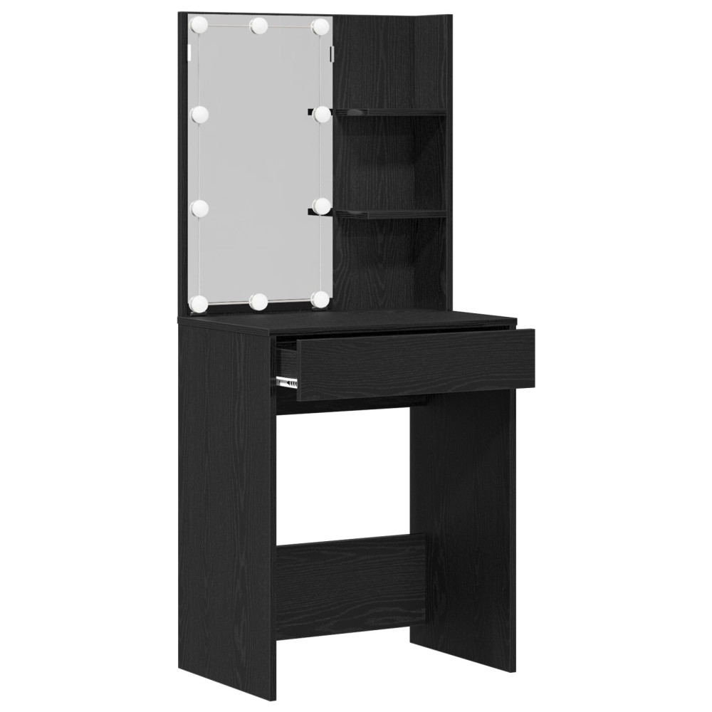 Produktbild för Smyckebord med låda Svart Ek 60 x 40 x 140 cm Konstruerat trä