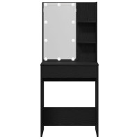 Produktbild för Smyckebord med låda Svart Ek 60 x 40 x 140 cm Konstruerat trä