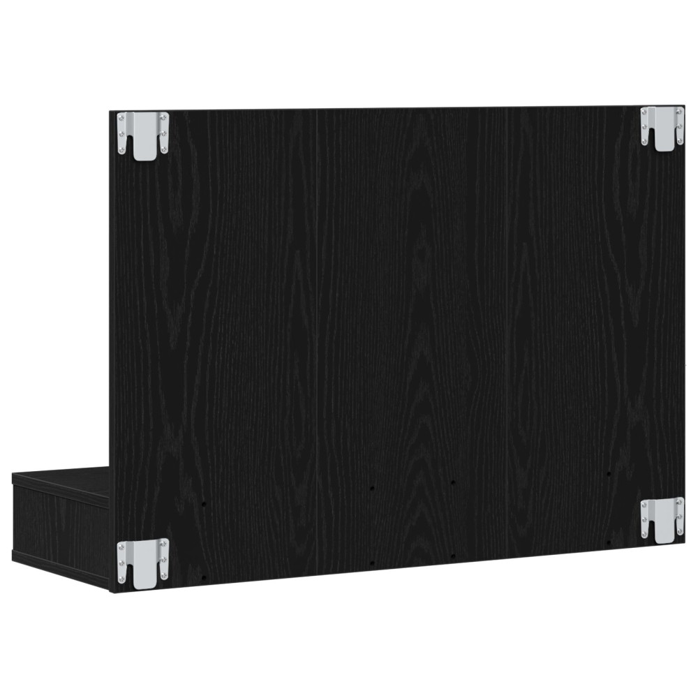 Produktbild för Spegelskåp med hylla Svart Ek 90 x 31,5 x 62 cm Konstruerat trä