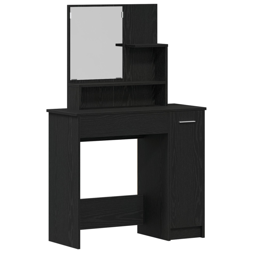 Produktbild för Smyckebord med låda Svart Ek 86,5 x 35 x 136 cm Konstruerat trä