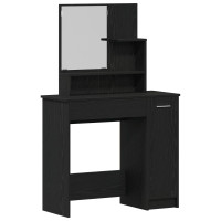 Produktbild för Smyckebord med låda Svart Ek 86,5 x 35 x 136 cm Konstruerat trä
