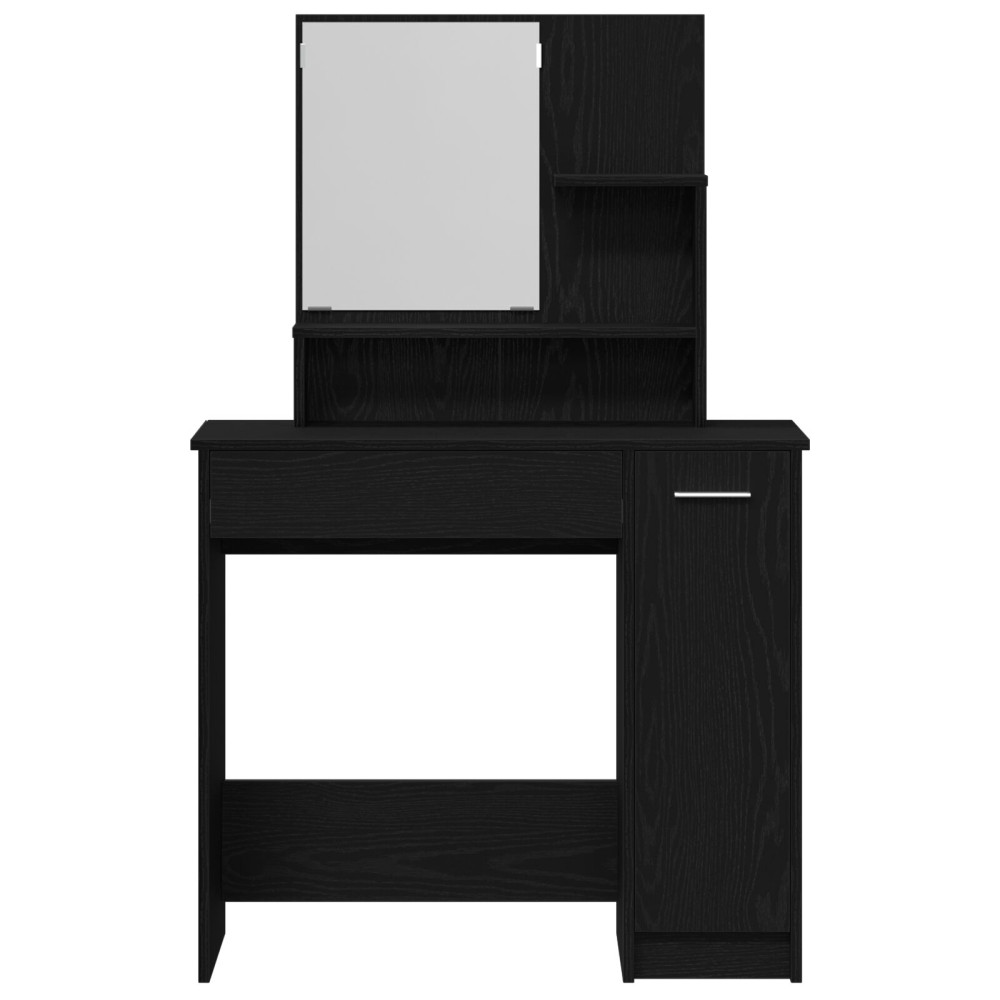 Produktbild för Smyckebord med låda Svart Ek 86,5 x 35 x 136 cm Konstruerat trä